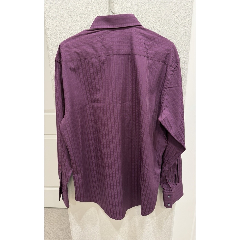 Men's Robert Graham Deep Purple Button-Down Striped Cotton Shirt L w/embroidery - Picture 2 of 7